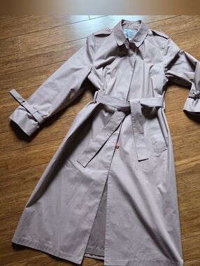 Vintage London Fog Trench Coat Dusty Rose Belted Classic Coat Size 10